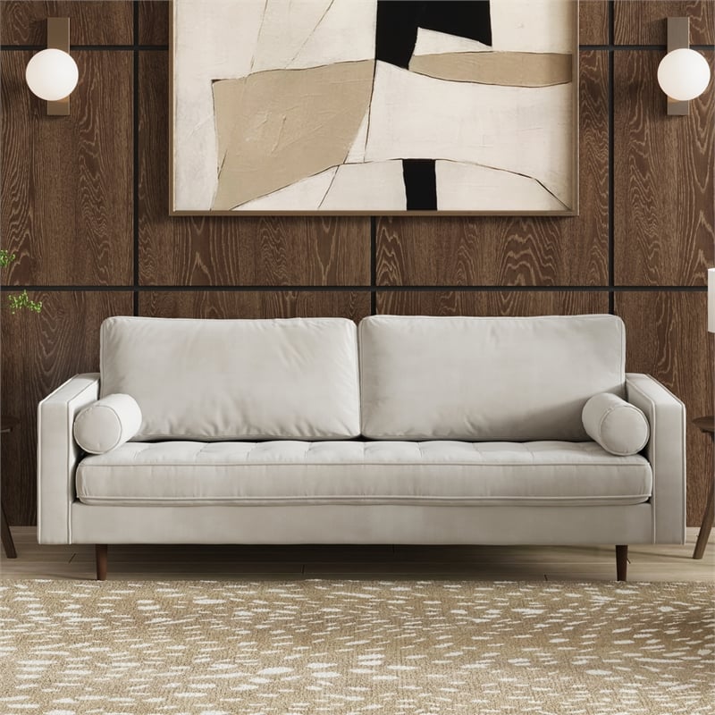 Pemberly Row Modern / Contemporary Performance Velvet Sofa in Silver