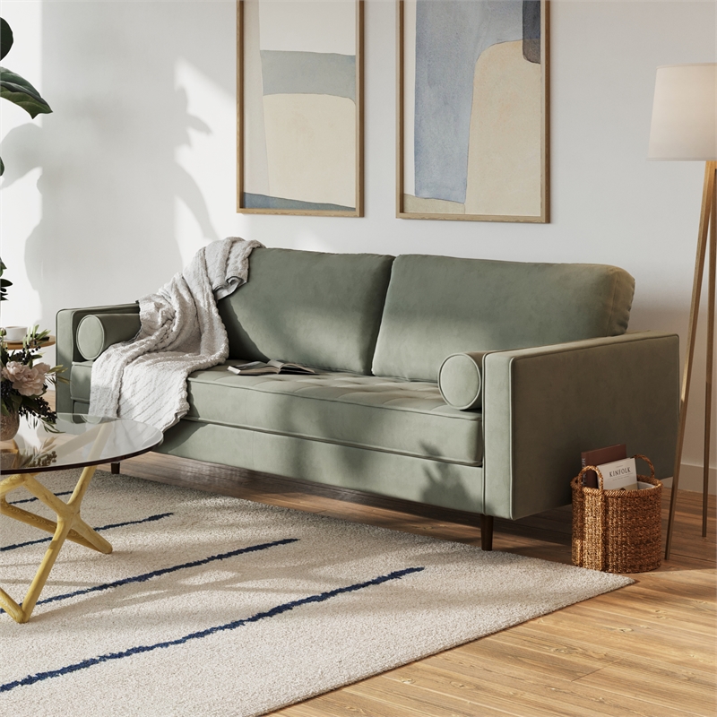 Pemberly Row Modern / Contemporary Performance Velvet Sofa in Silver