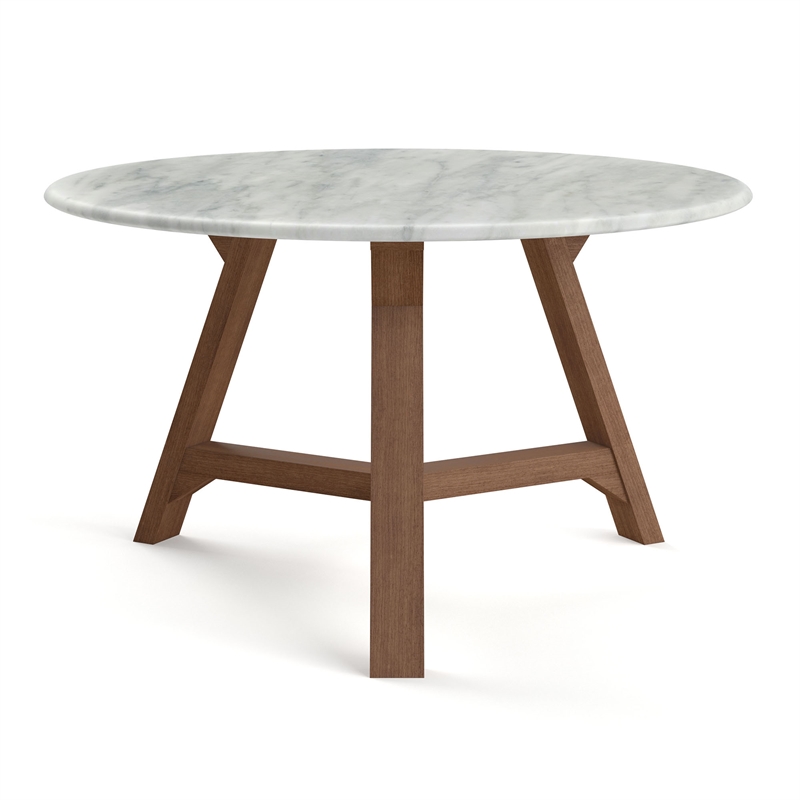 Pemberly Row Contemporary Faux Marble Coffee Table in Walnut