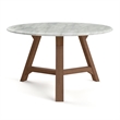 Pemberly Row Contemporary Faux Marble Coffee Table in Walnut