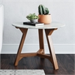 Pemberly Row Contemporary Faux Marble Coffee Table in Walnut