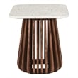Pemberly Row Contemporary Square Terrazzo Side Table in Walnut