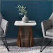 Pemberly Row Contemporary Square Terrazzo Side Table in Walnut