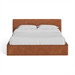 Pemberly Row Contemporary King Size Upholstered Bed in Brown