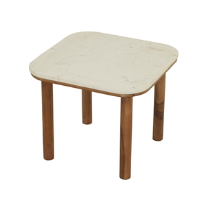 Pemberly Row Contemporary Genuine Marble Side Table in White