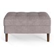 Pemberly Row Contemporary Velvet Rectangular Ottoman in Gray