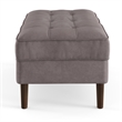 Pemberly Row Contemporary Velvet Rectangular Ottoman in Gray