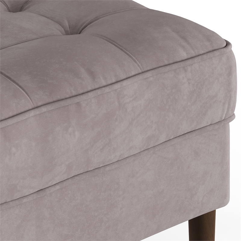 Pemberly Row Contemporary Velvet Rectangular Ottoman in Gray