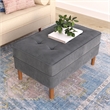 Pemberly Row Contemporary Velvet Rectangular Ottoman in Gray