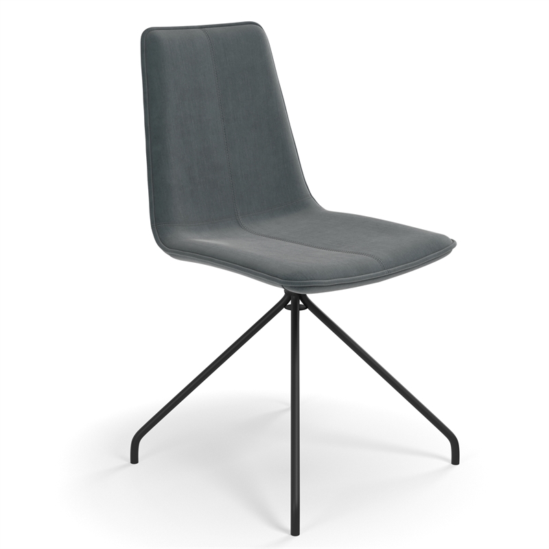 Pemberly Row Contemporary Velvet Swivel Side Chair in Silver