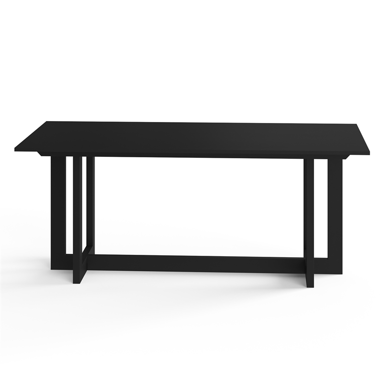 Pemberly Row Contemporary Rectanglular Dining Table in Black