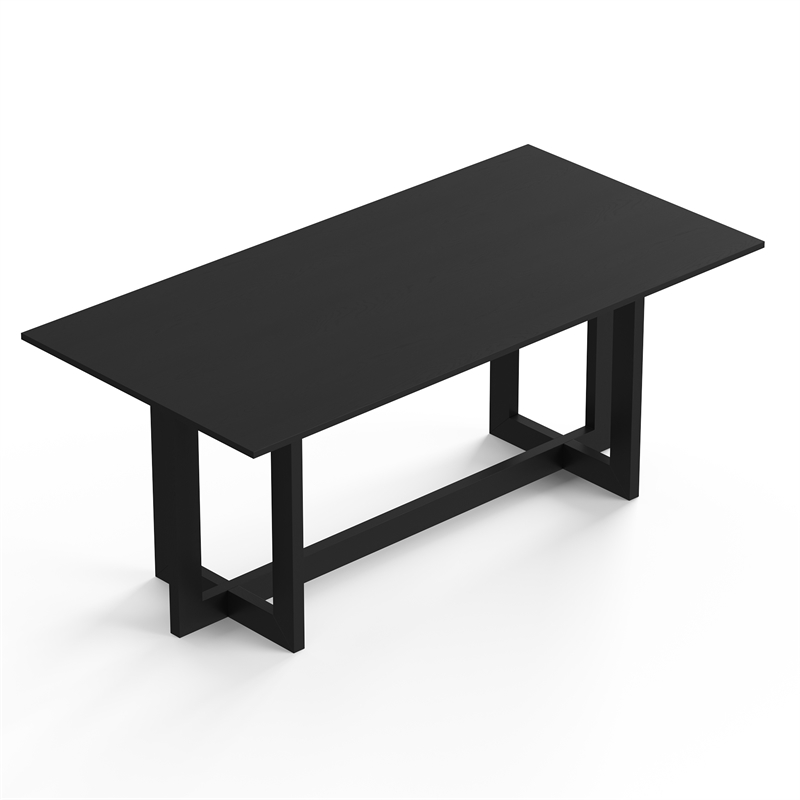 Pemberly Row Contemporary Rectanglular Dining Table in Black