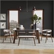 Pemberly Row Mid-Century Contemporary Accent Bench in Walnut