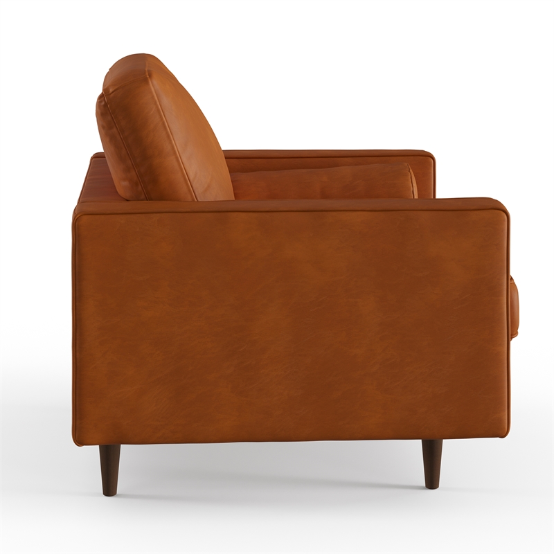 Pemberly Row Modern Upholstered Leather Arm Chair in Caramel