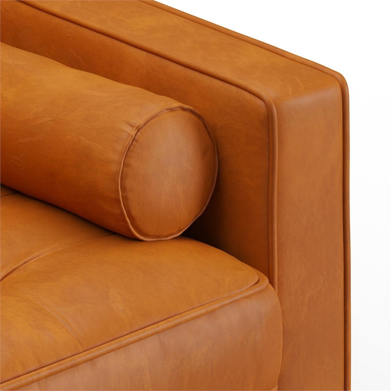 Pemberly Row Modern Upholstered Leather Arm Chair in Caramel