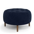 Pemberly Row Modern Round Performance Velvet Ottoman in Blue