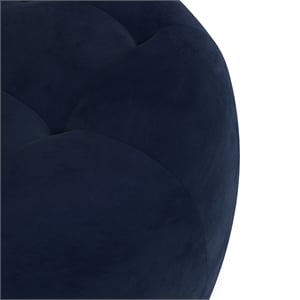 Pemberly Row Modern Round Performance Velvet Ottoman in Blue