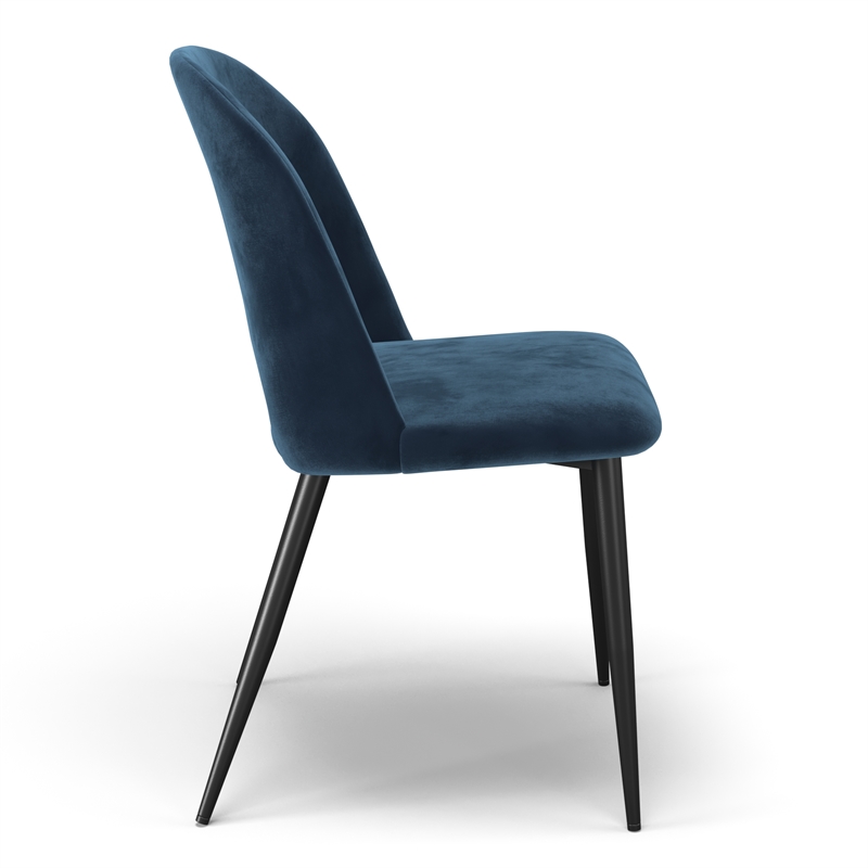 Pemberly Row Modern Velvet Side Chair (Set of 2) in Sapphire