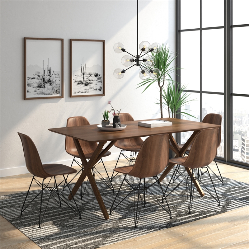 Pemberly Row Modern Printed Side Chairs (Set of 2) in Walnut