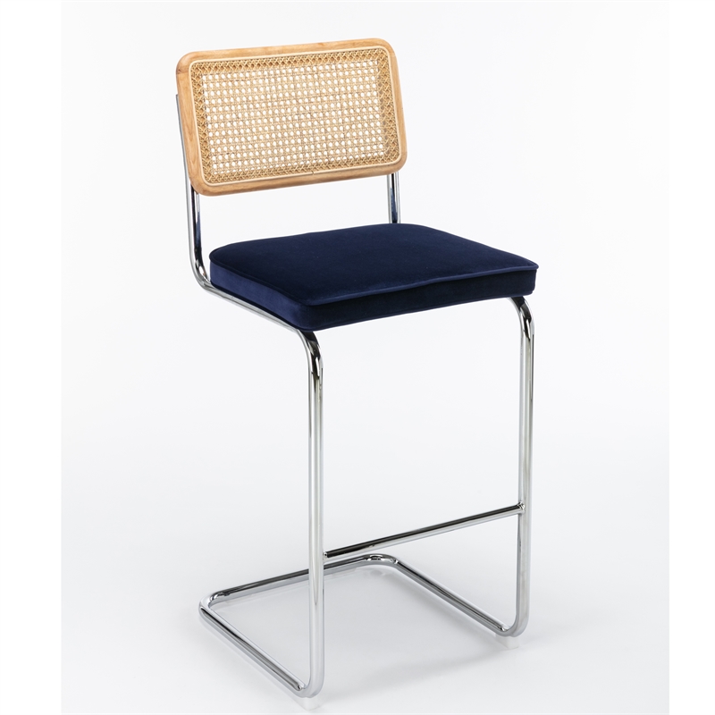 Pemberly Row Modern Bar Height Stools (Set of 2) in Sapphire