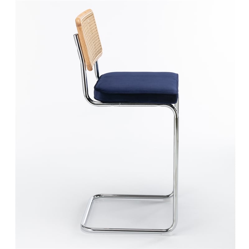 Pemberly Row Modern Bar Height Stools (Set of 2) in Sapphire