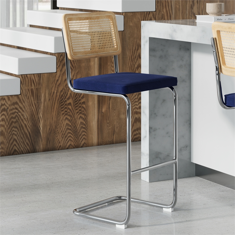 Pemberly Row Modern Bar Height Stools (Set of 2) in Sapphire