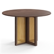 Pemberly Row Modern Round Dining Table with Cane Base in Walnut