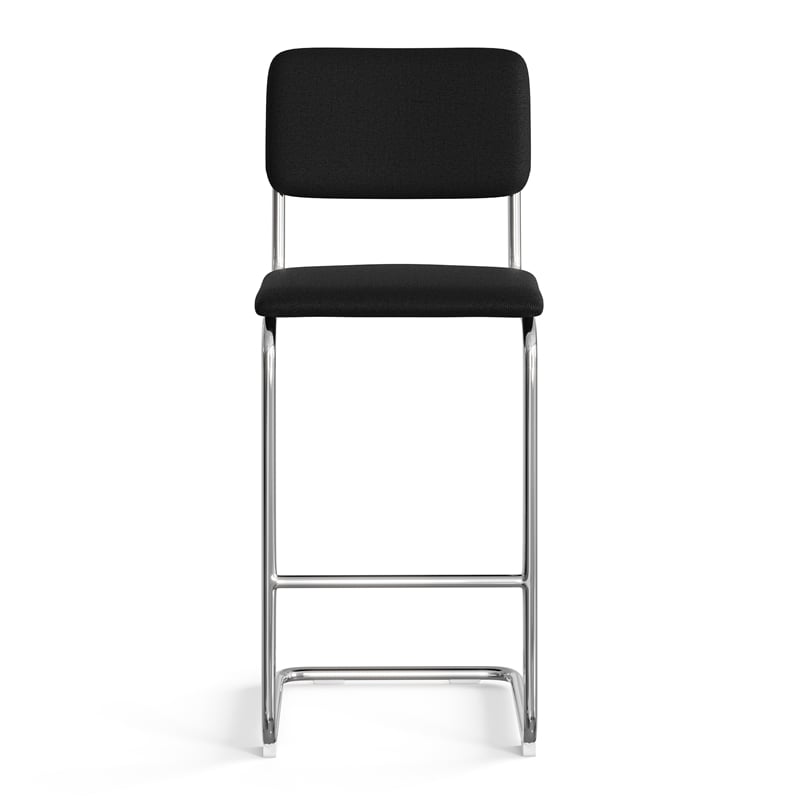 Pemberly Row Modern Fabric Bar Height Stool (Set of 2) in Black