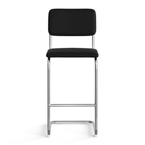 Pemberly Row Modern Fabric Bar Height Stool (Set of 2) in Black