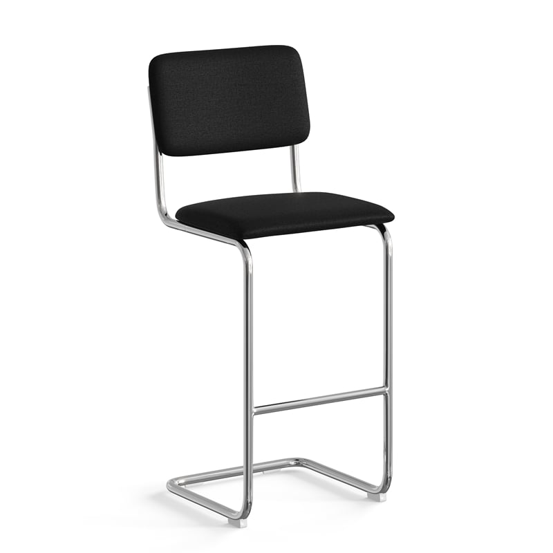Pemberly Row Modern Fabric Bar Height Stool (Set of 2) in Black