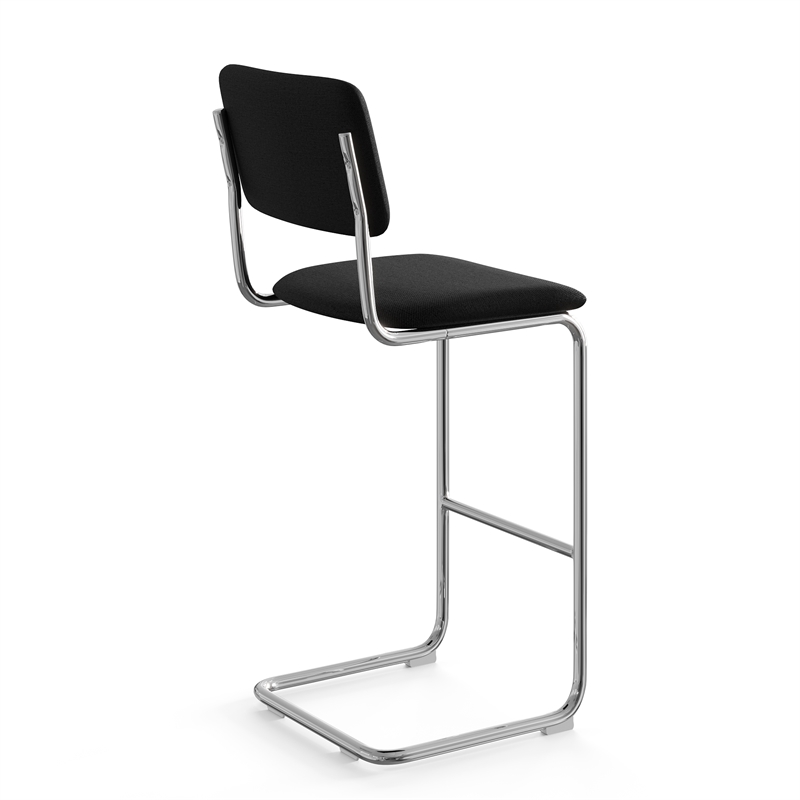 Pemberly Row Modern Fabric Bar Height Stool (Set of 2) in Black