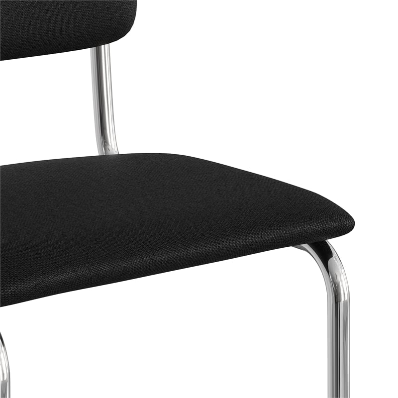 Pemberly Row Modern Fabric Bar Height Stool (Set of 2) in Black