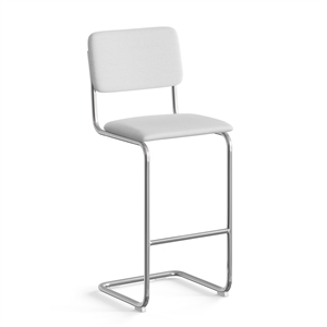 Pemberly Row Modern Fabric Bar Height Stool (Set of 2) in White