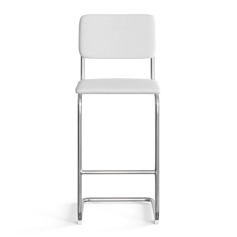 Pemberly Row Modern Fabric Bar Height Stool (Set of 2) in White