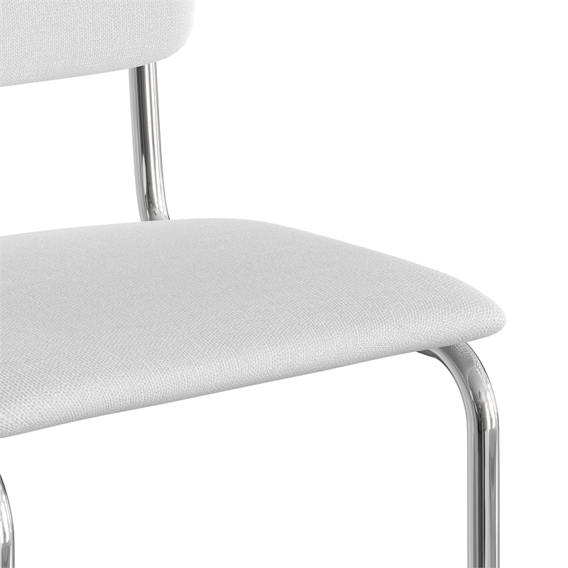 Pemberly Row Modern Fabric Bar Height Stool (Set of 2) in White