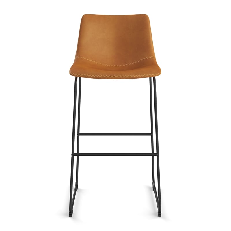 Pemberly Row Modern Bar Height Stools (Set of 2) in Light Brown