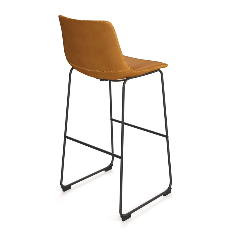 Pemberly Row Modern Bar Height Stools (Set of 2) in Light Brown