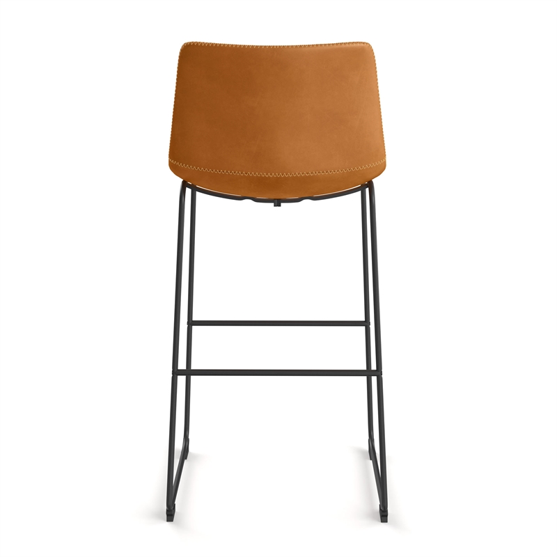 Pemberly Row Modern Bar Height Stools (Set of 2) in Light Brown