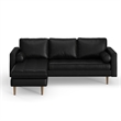 Pemberly Row Modern Vegan Leather Reversible Sectional in Black