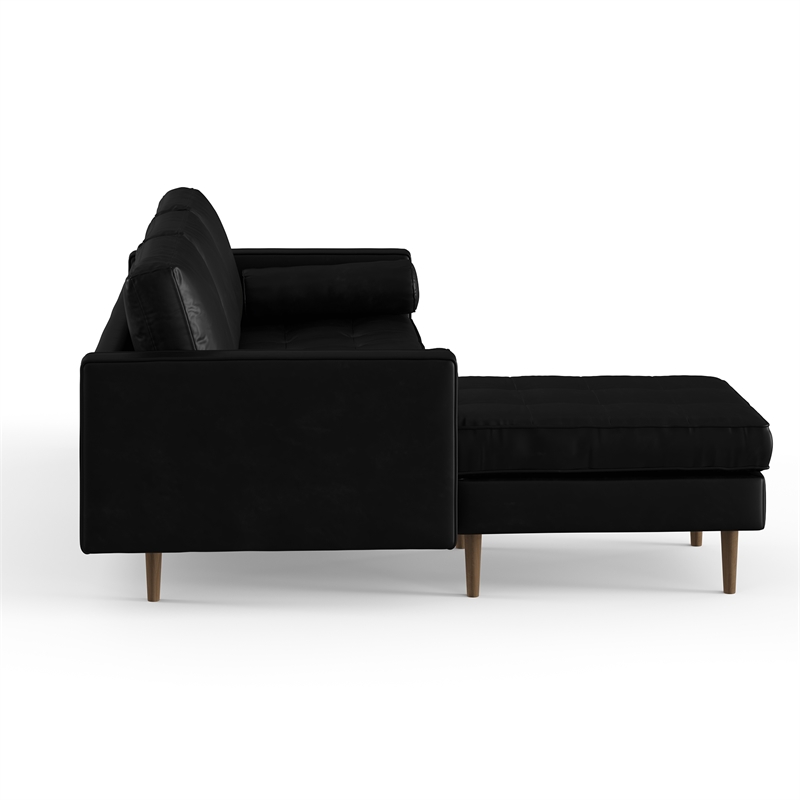 Pemberly Row Modern Vegan Leather Reversible Sectional in Black