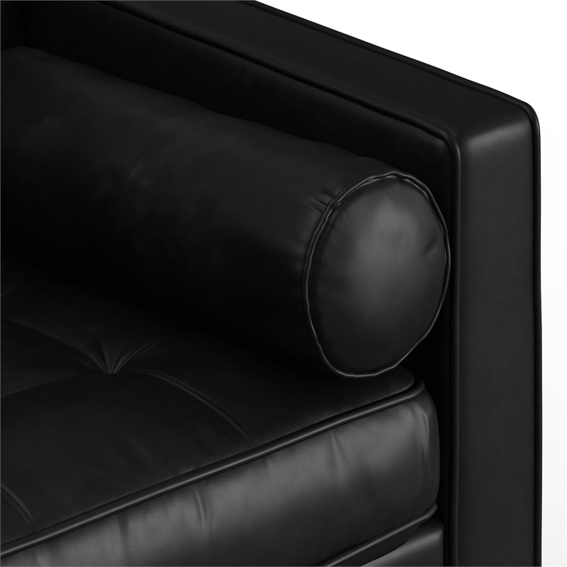 Pemberly Row Modern Vegan Leather Reversible Sectional in Black
