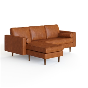 Pemberly Row Modern Vegan Leather Reversible Sectional in Brown