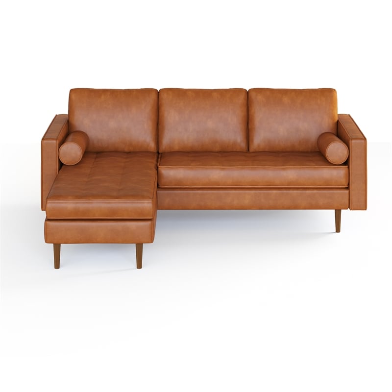Pemberly Row Modern Vegan Leather Reversible Sectional in Brown