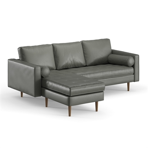 Pemberly Row Modern Vegan Leather Reversible Sectional in Slate