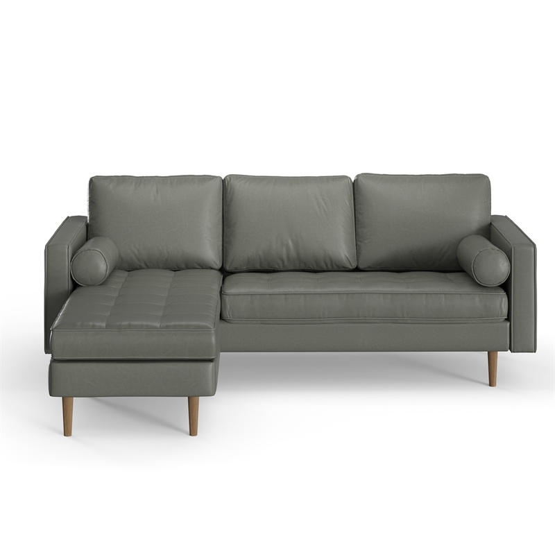 Pemberly Row Modern Vegan Leather Reversible Sectional in Slate