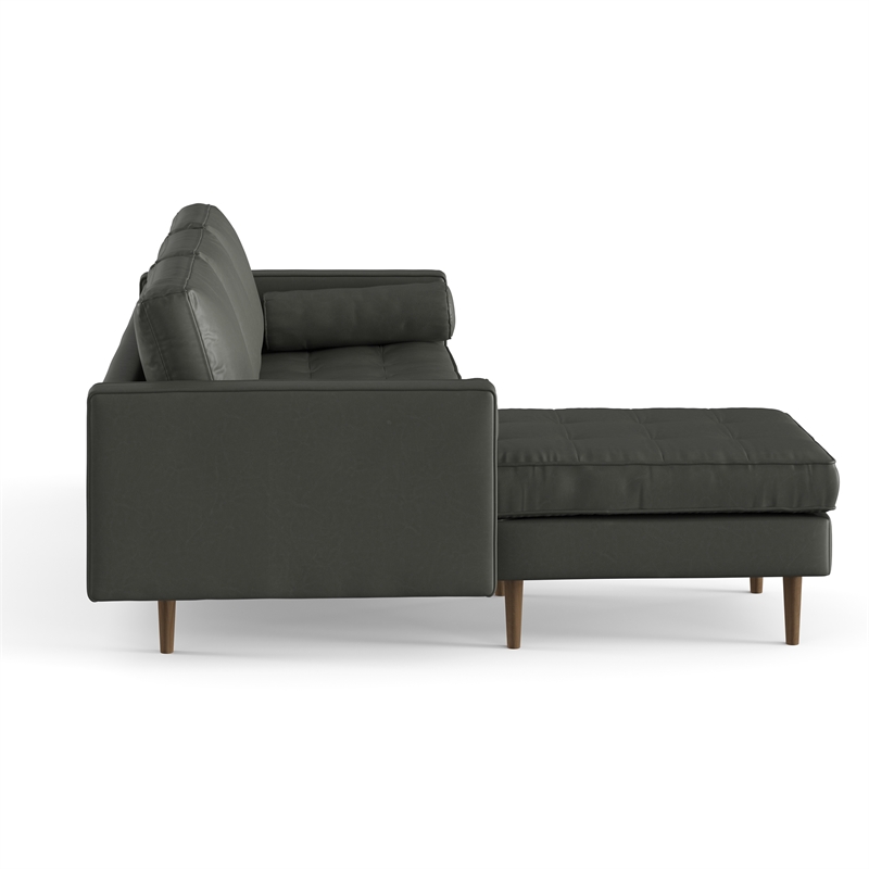Pemberly Row Modern Vegan Leather Reversible Sectional in Slate