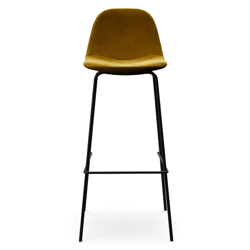 Pemberly Row Modern Velvet Bar Height Stools (Set of 2) in Gold