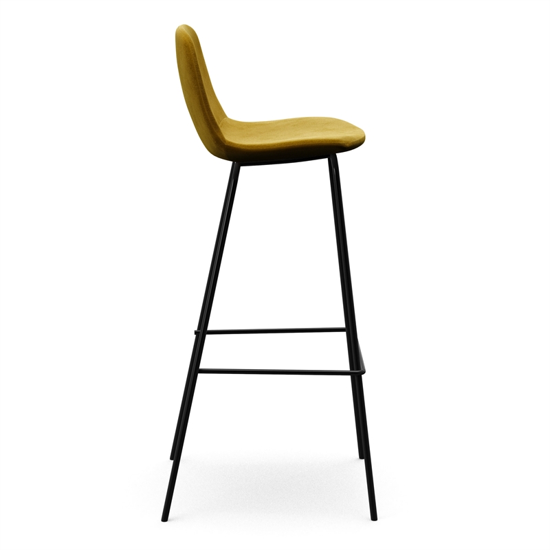 Pemberly Row Modern Velvet Bar Height Stools (Set of 2) in Gold