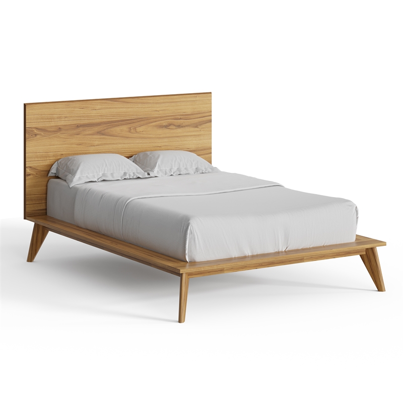 Pemberly Row Solid and Engineered Wood Full Size Bed in Natural