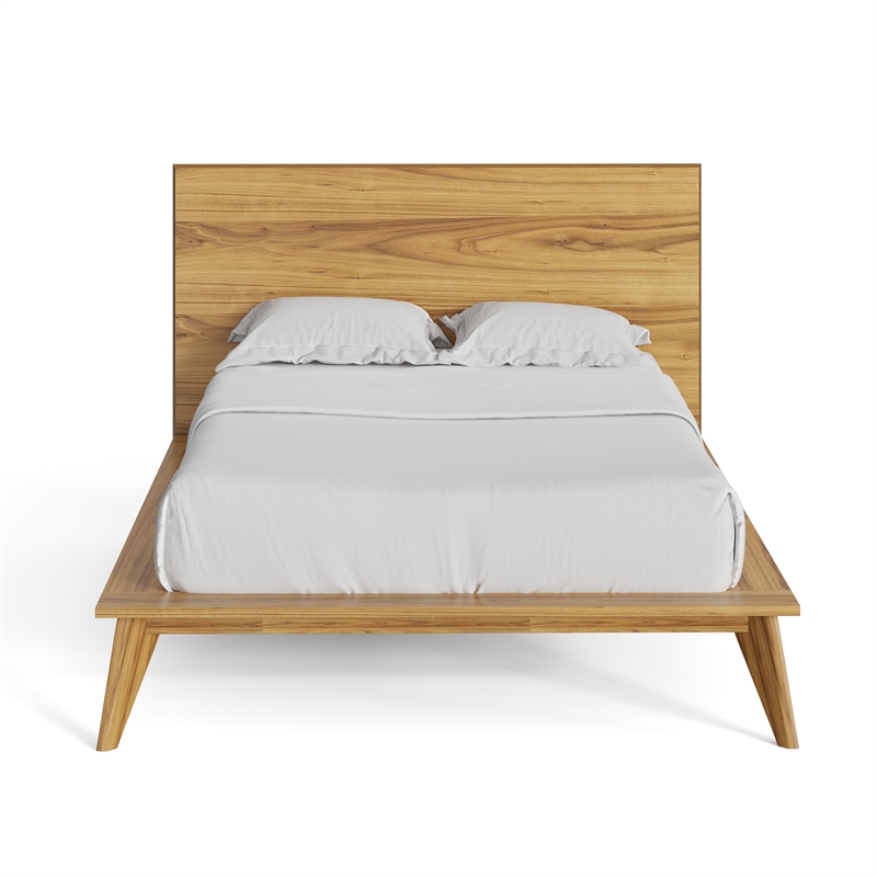 Pemberly Row Solid and Engineered Wood Full Size Bed in Natural